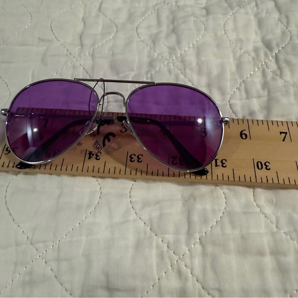1650 Aviator Sunglasses Silver Frames Purple Lenses NWT main image 8